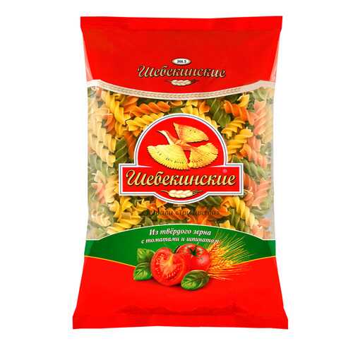 Макароны Шебекинские три цвета спирали с томатами и шпинатом 450 г в Перекресток