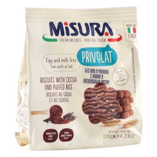 Печенье Misura с какао и воздушным рисом 120 г в Перекресток