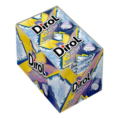 Жевательная резинка Dirol X-Fresh свежесть черники и цитруса без сахара 12 пачек по 16 г в Перекресток