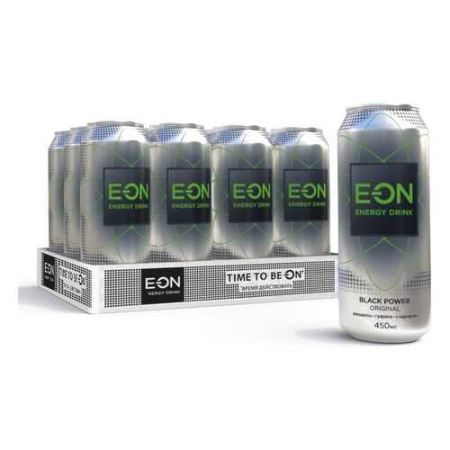 Энергетический напиток E-ON Black Power 12 шт по 450 мл в Перекресток