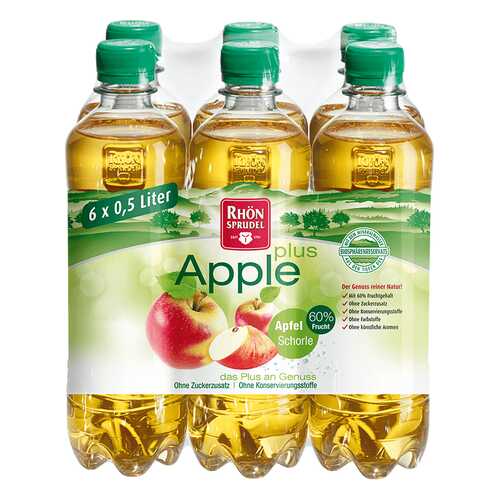 Минеральная вода с яблочным соком без сахара Rhon Sprudel «Apple Plus» 0.5 л, 6 шт в Перекресток