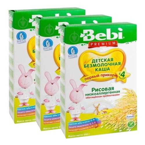 Каша Беби Premium рисовая низкоаллергеная с пребиотиками с 4 мес 200 г 3 штуки в Перекресток