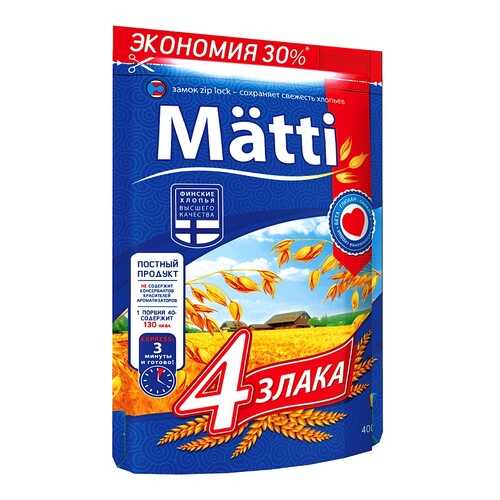 Каша Matti 4 злака быстрого приготовления 400 г в Перекресток