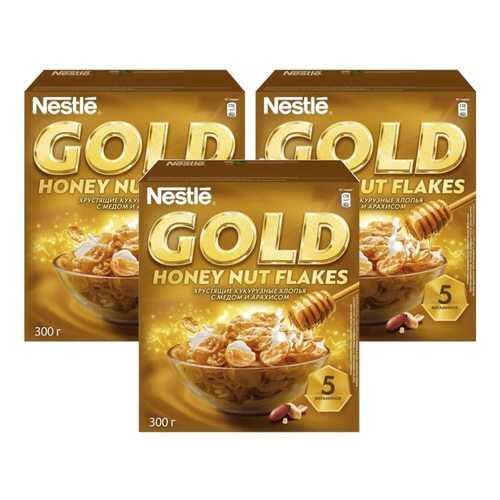 Кукурузные хлопья Gold Flakes с медом и орехами 3*300 г в Перекресток