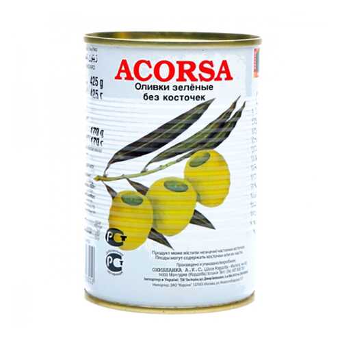 Оливки Acorsa зеленые крупные без косточки 425 г в Перекресток