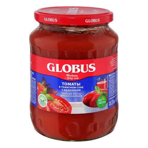 Томаты Globus в томатном соке с базиликом 680г в Перекресток