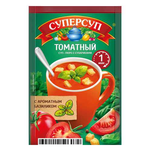 Суперсуп-пюре Русский продукт Суперсытный момент томатный с сухариками 20 г в Перекресток