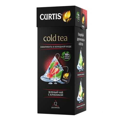 Чай Tea.ru Curtis Cold Tea. Зеленый чай с клубникой, чёрный с добавками, 12 пирамидок в Перекресток