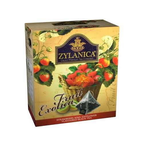 Чай Zylanica Fruit Exotica черный с клубникой киви лепестками сафлора 20 пирамидок в Перекресток