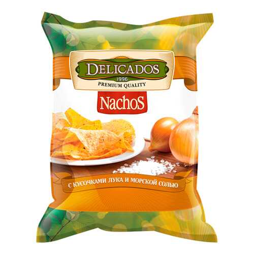 Чипсы Delicados nachos кукурузные с кусочками лука и морской солью 150 г в Перекресток